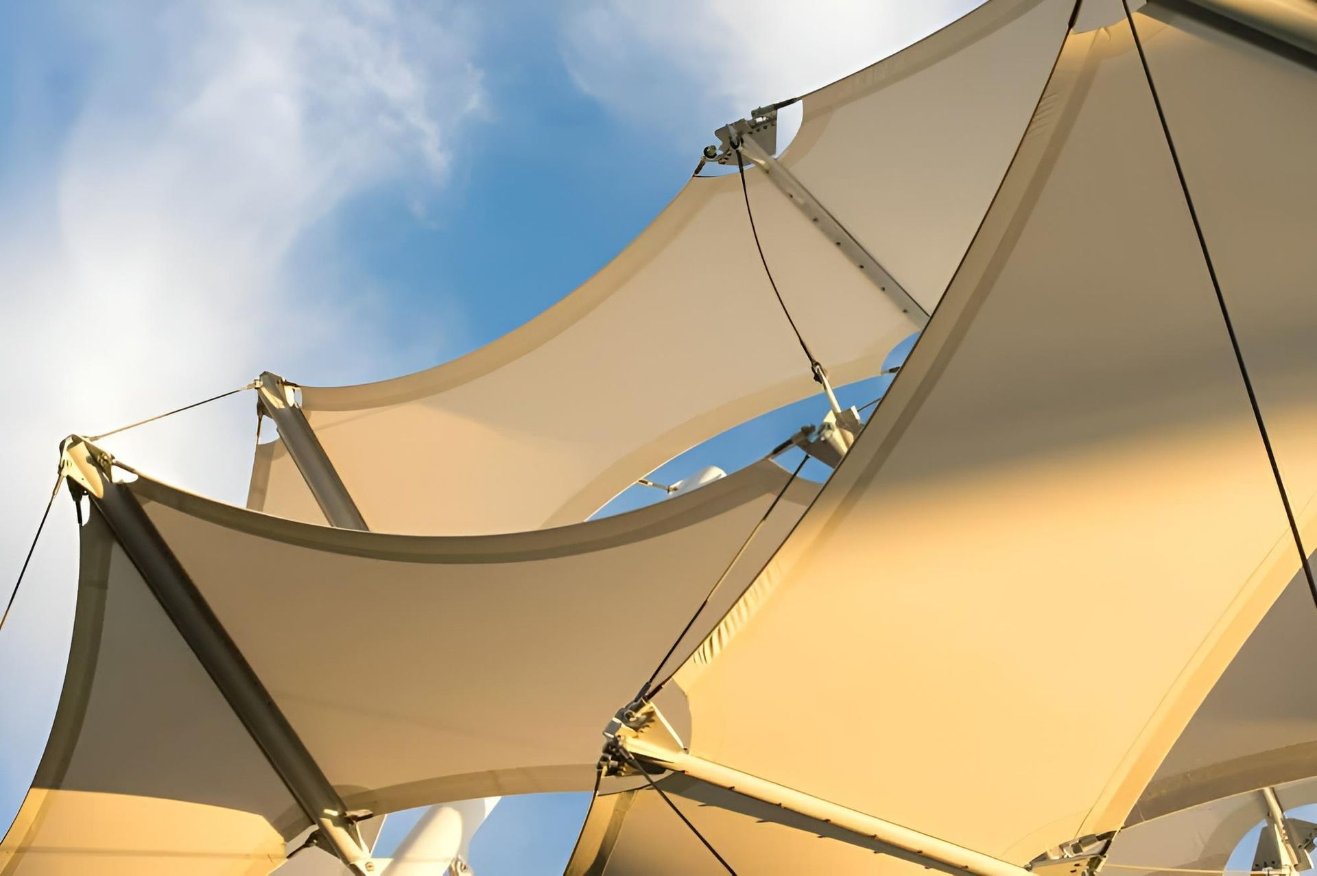 Looking up At a White Umbrella with A Blue Sky in The Background — Jon Wilson Canvas & Shade in Coffs Harbour, NSW