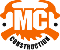 MGC Construction logo in orange and black with stylized building shapes and bold lettering