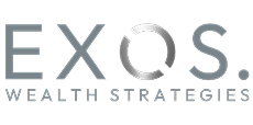The logo for exo s wealth strategies is gray and silver.