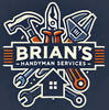 Logo for Brian's Handyman Services: Tools surround the business name, with a house icon at the bottom.
