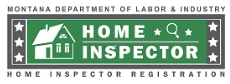 Montana Home Inspector Registration logo with a house, magnifying glass, and stars.