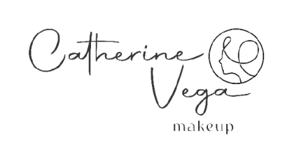 Un logotipo en blanco y negro para el maquillaje de Catherine Vega.