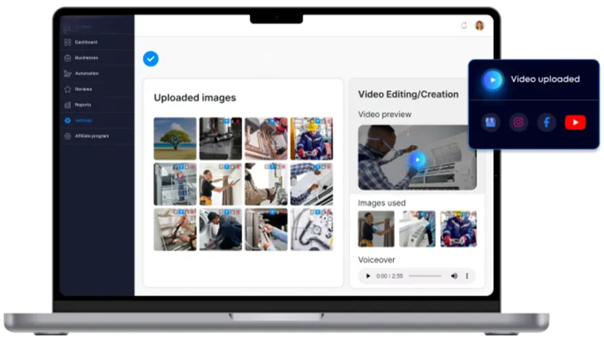 An icon that says upload images on it