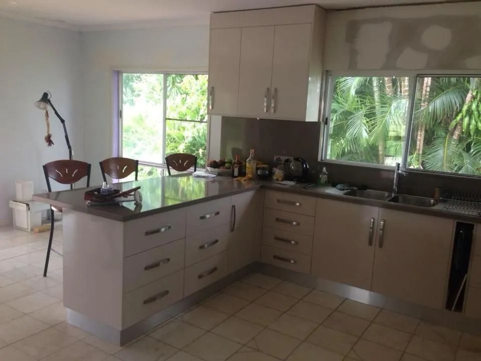 Kitchen With Beige Cabinets — Keilbach Kitchens in Garradunga, QLD