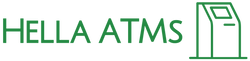 a green and white logo for hella atms