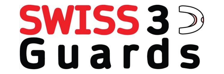 Le logo des gardes suisses est rouge et noir sur fond blanc.