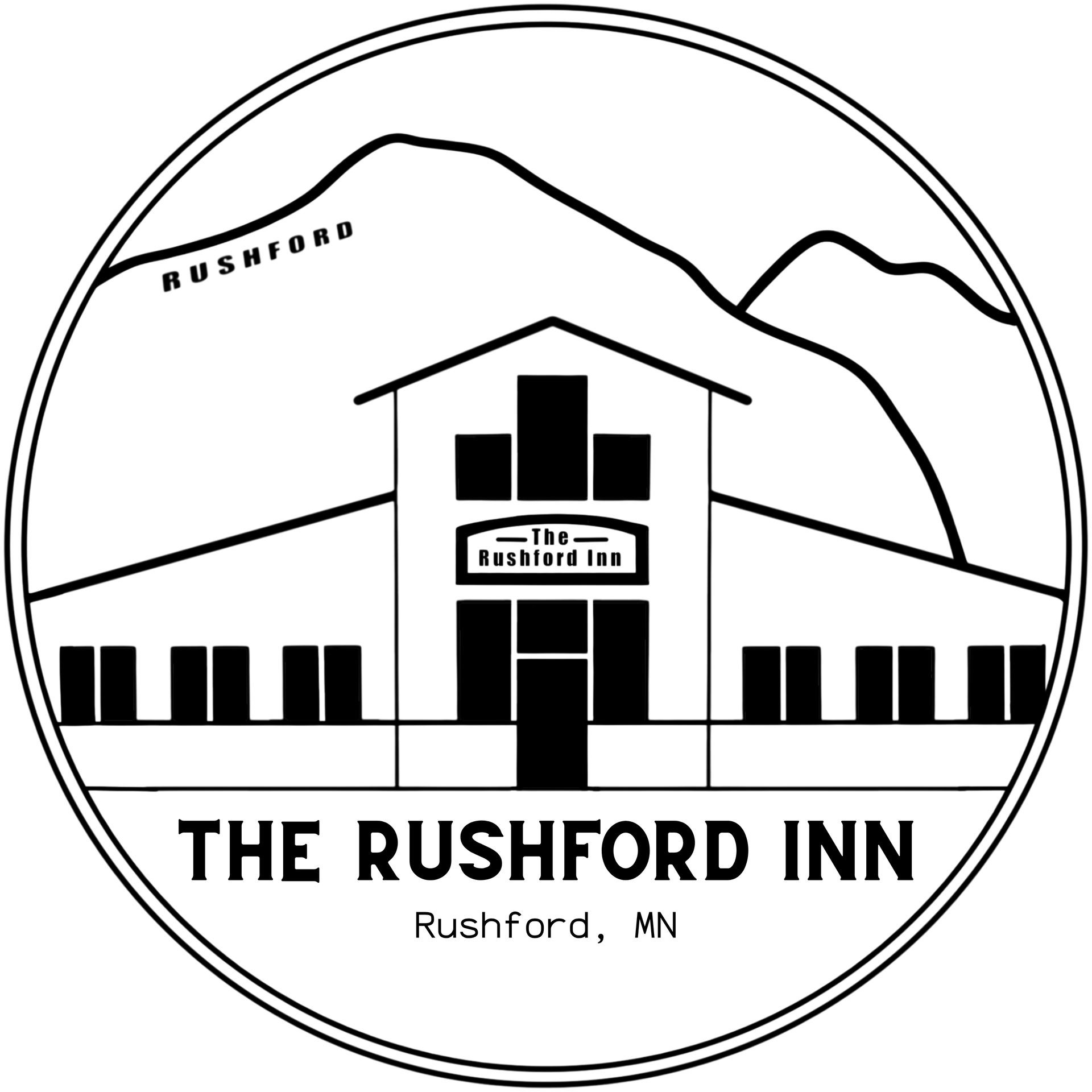 Logo for The Sawmill Inn, Houston, VA. Featuring a building outline with the business name below.