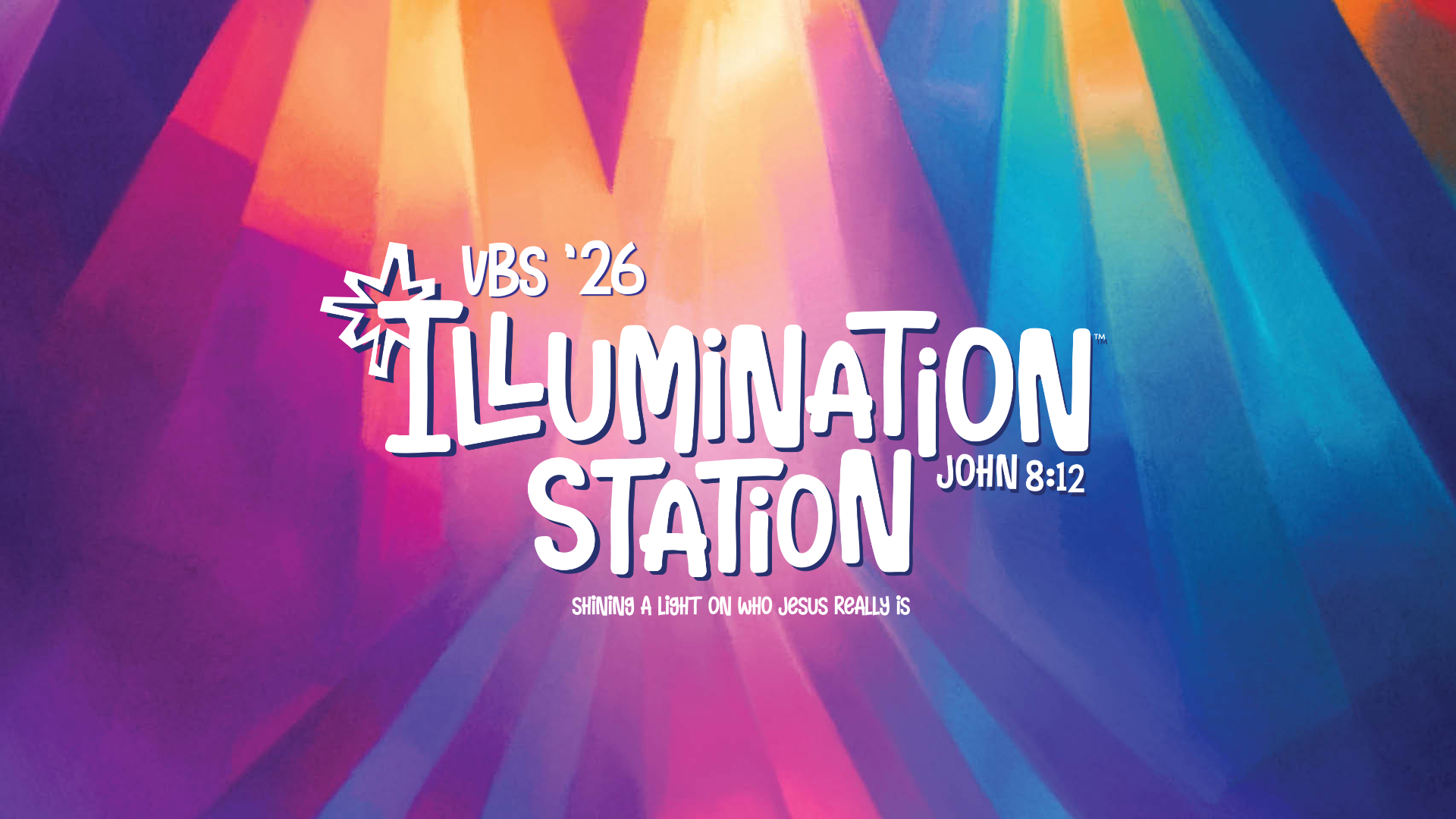 Colorful concert poster reading “Illumination Station” on a vibrant rainbow background