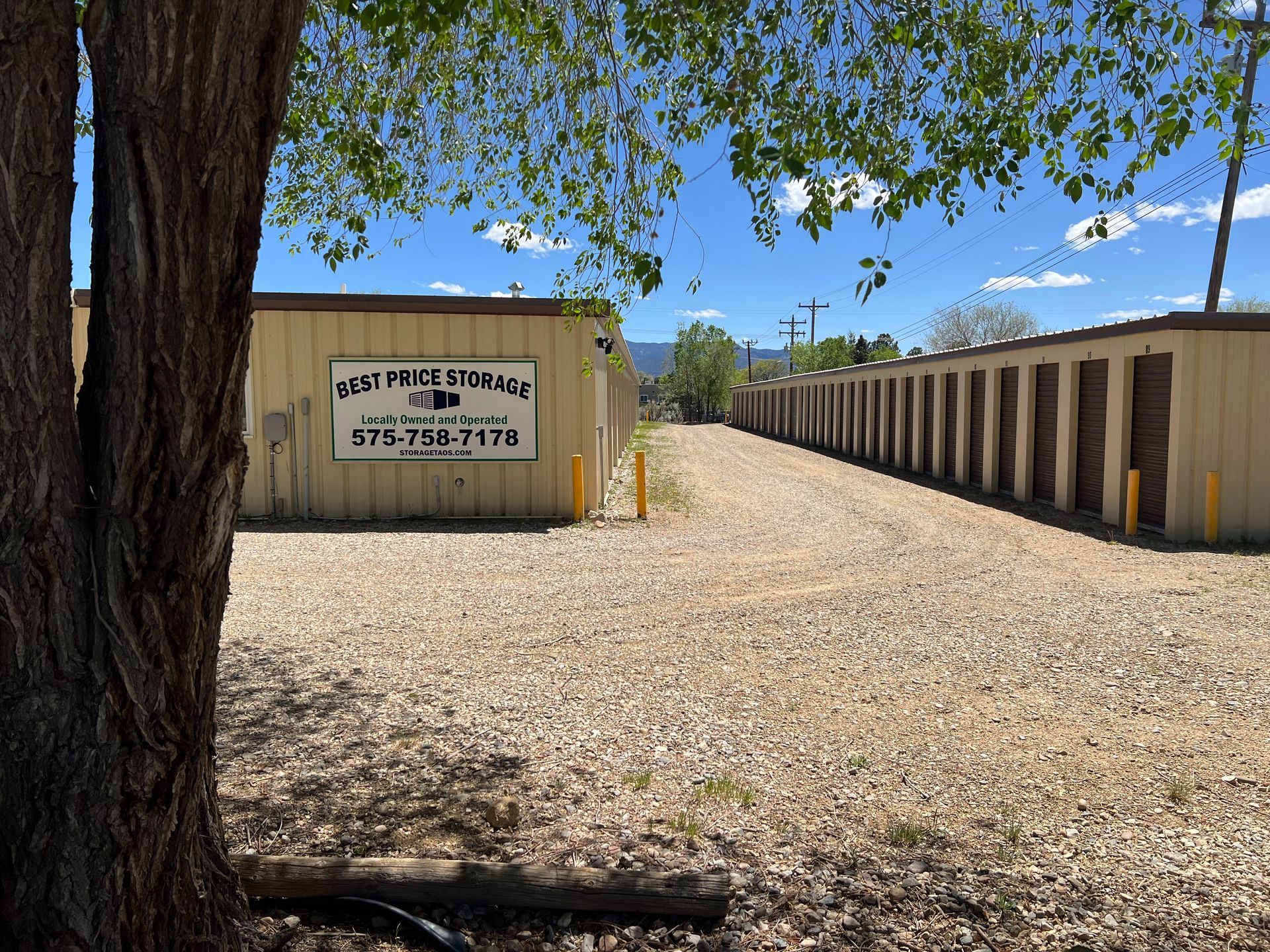Best Price Storage main office on Cavalry Rd in Taos New Mexico as seen from the outside.