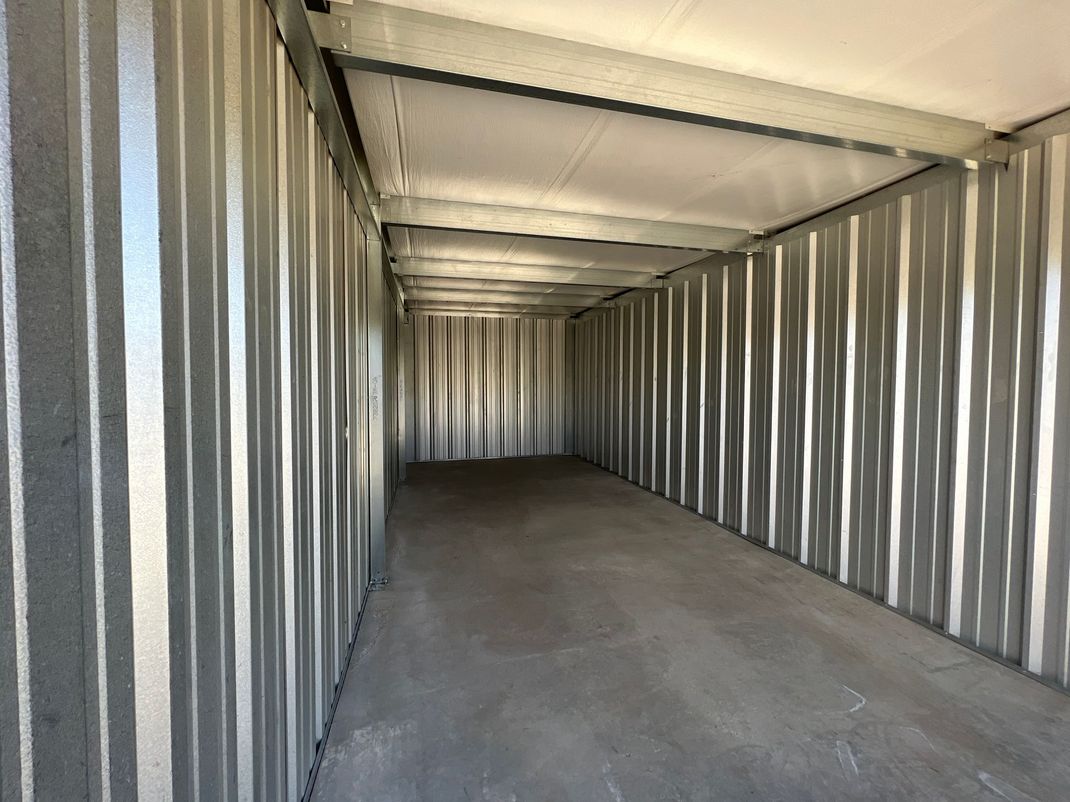 inside of a 10' x 30' storage unit in Taos, NM