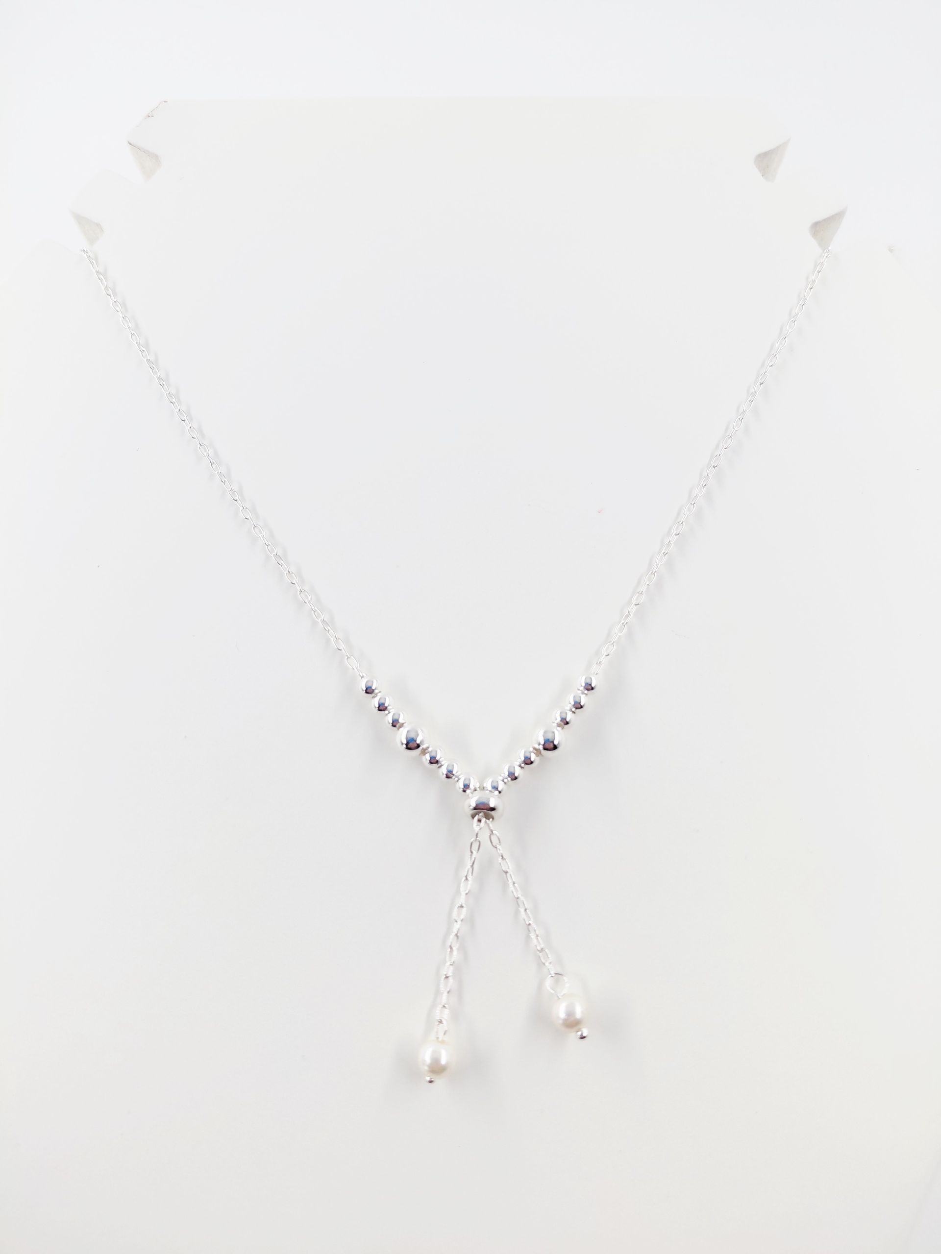 Collar Corbatero Bolitas 3 y 4mm y Perlas