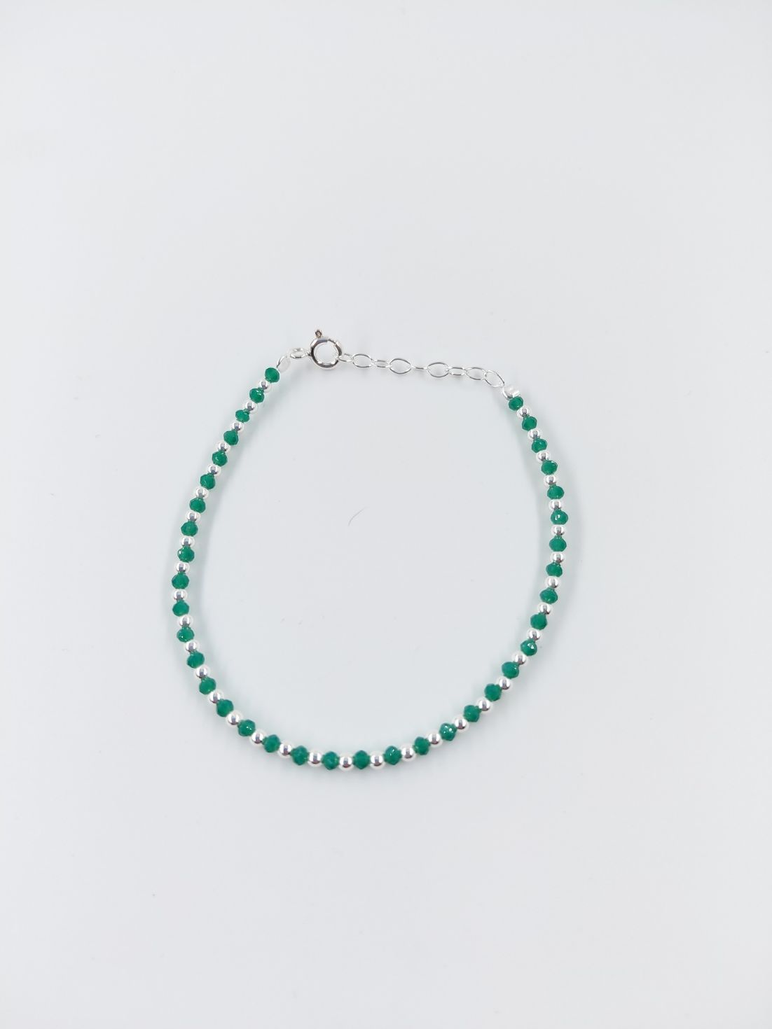 Pulsera Verde Murano Con Ojo Turco  y Bolitas 2mm