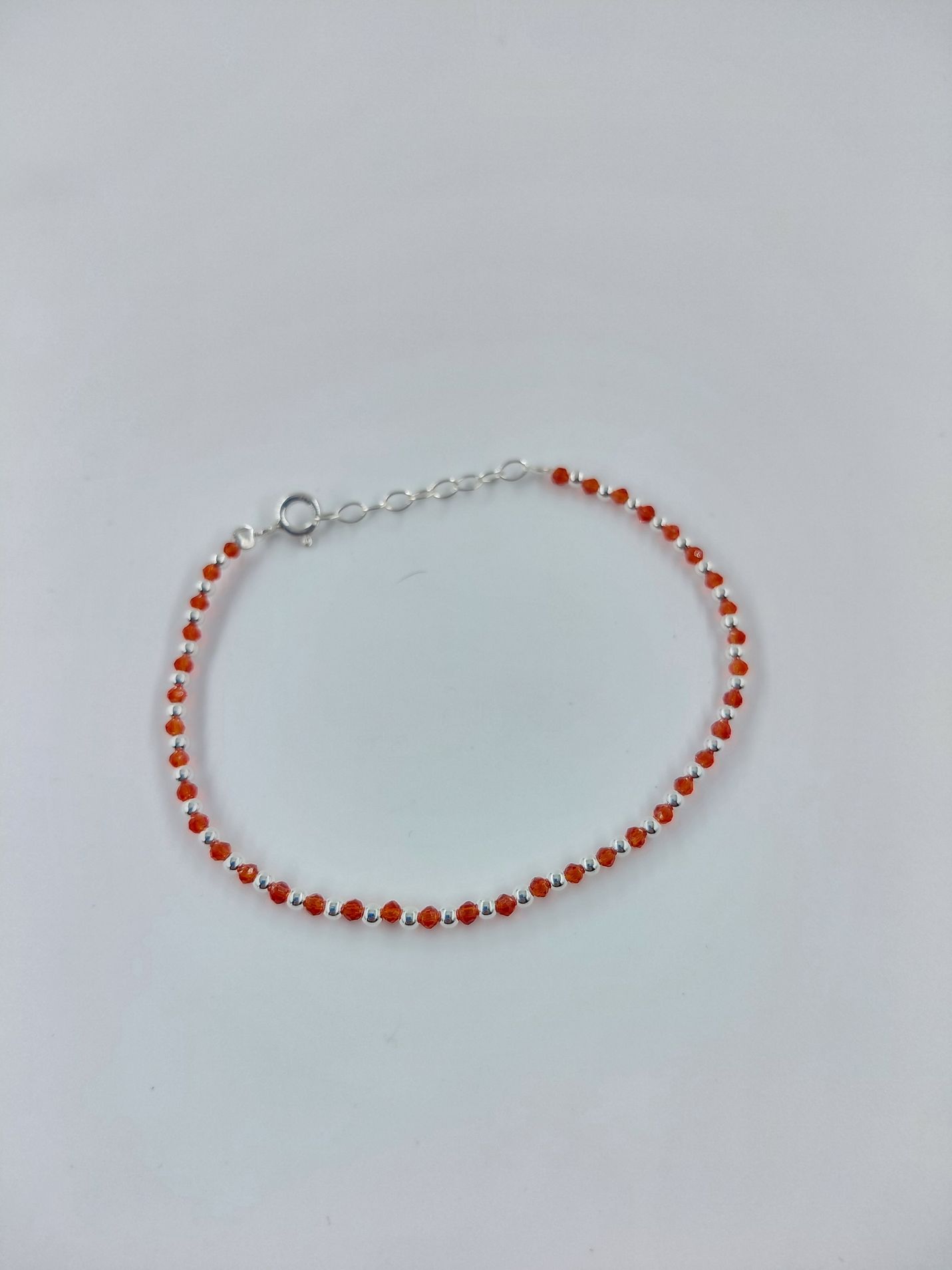 Pulsera Naranja Murano Con Ojo Turco  y Bolitas 2mm