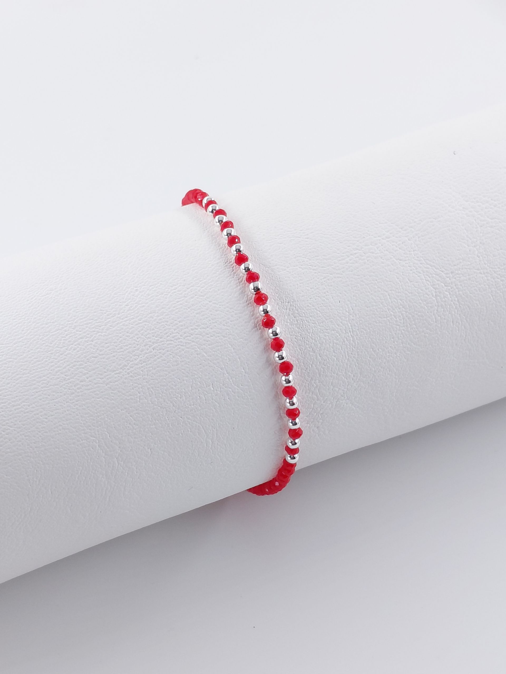 Pulsera Cristal de Murano Roja con Bolitas intercaladas 3mm de