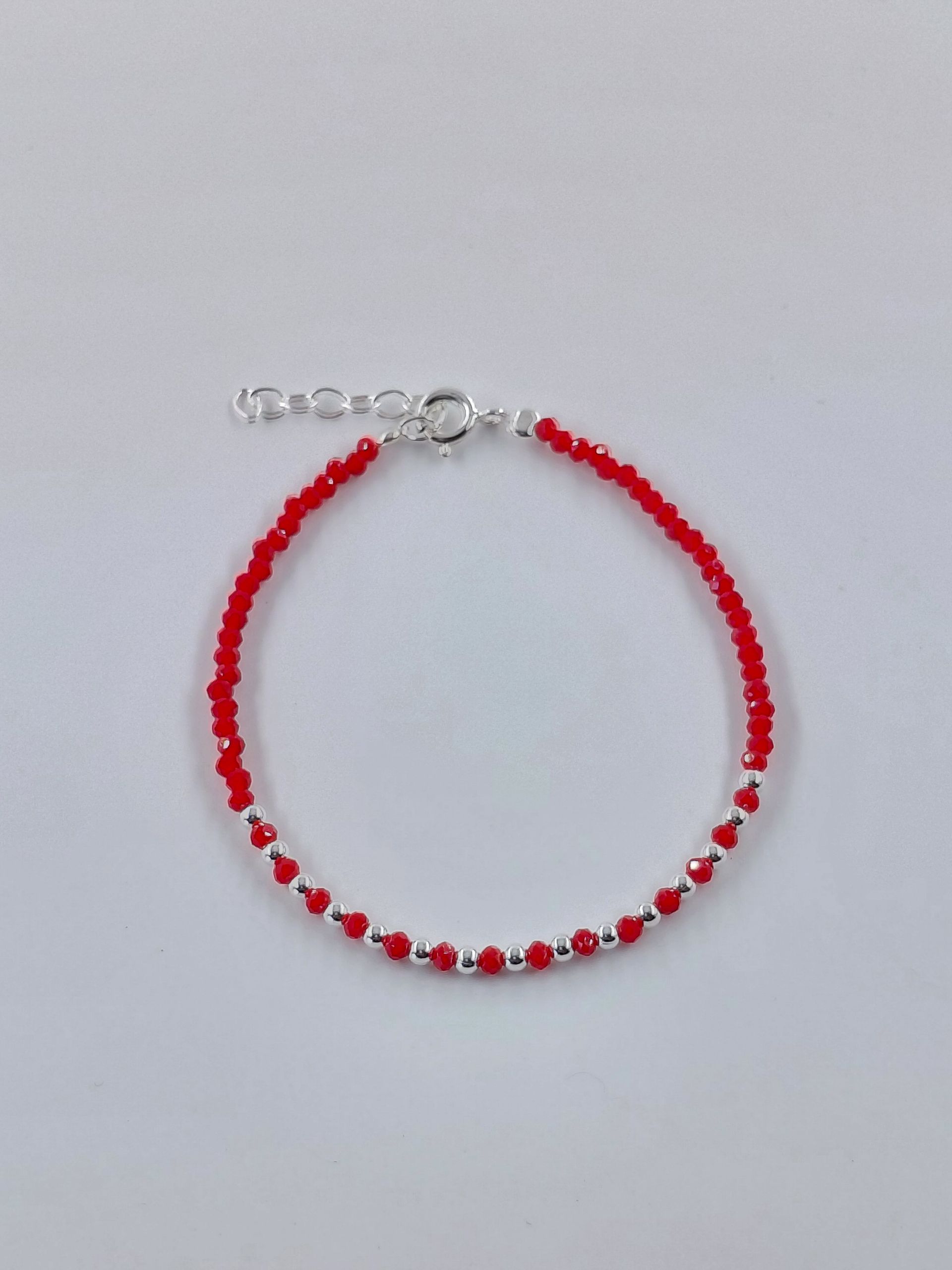 Pulsera Cristal de Murano Roja con Bolitas intercaladas 3mm de