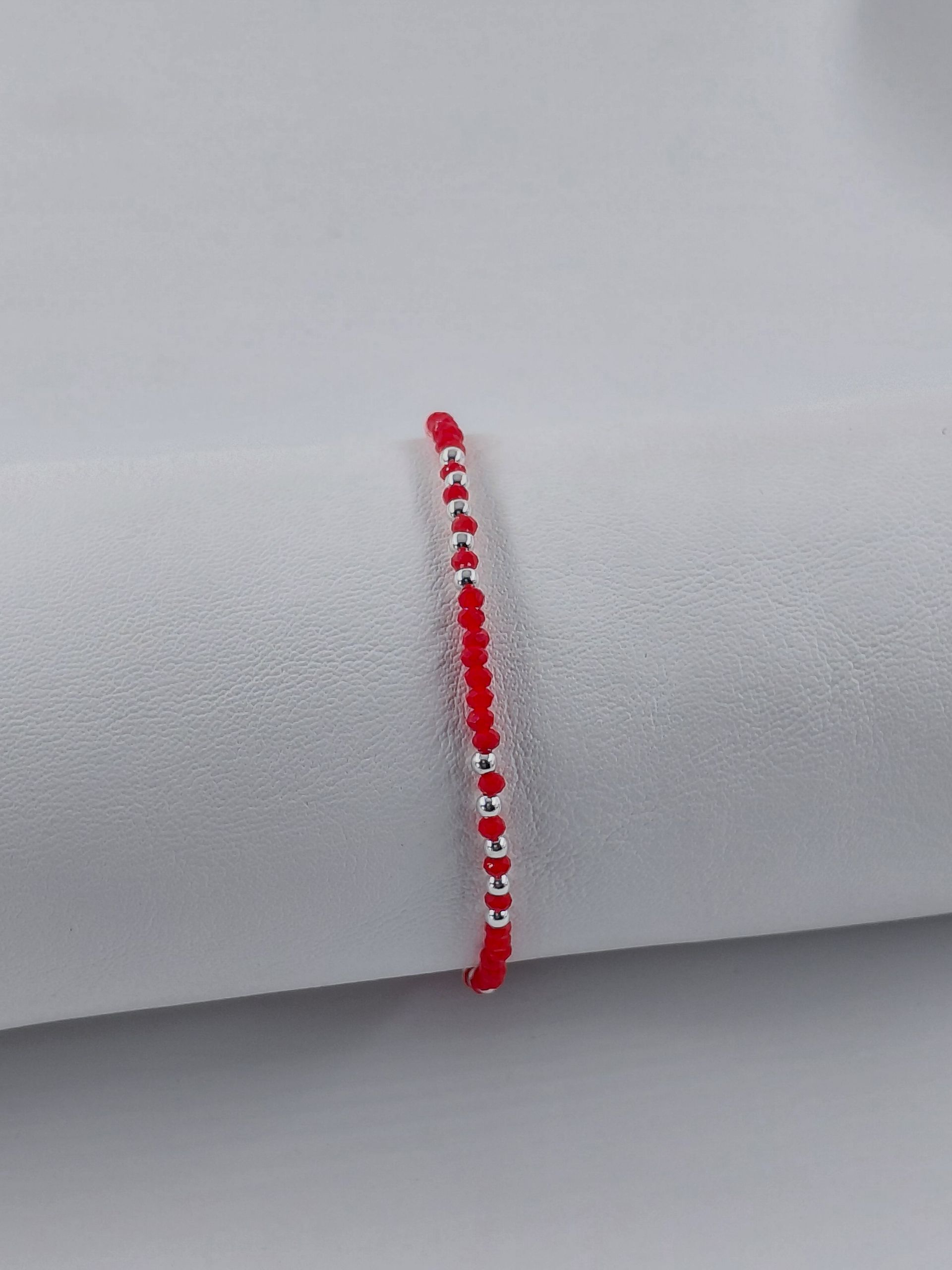 Pulsera Cristal de Murano Roja con Bolitas intercaladas x4 3mm de