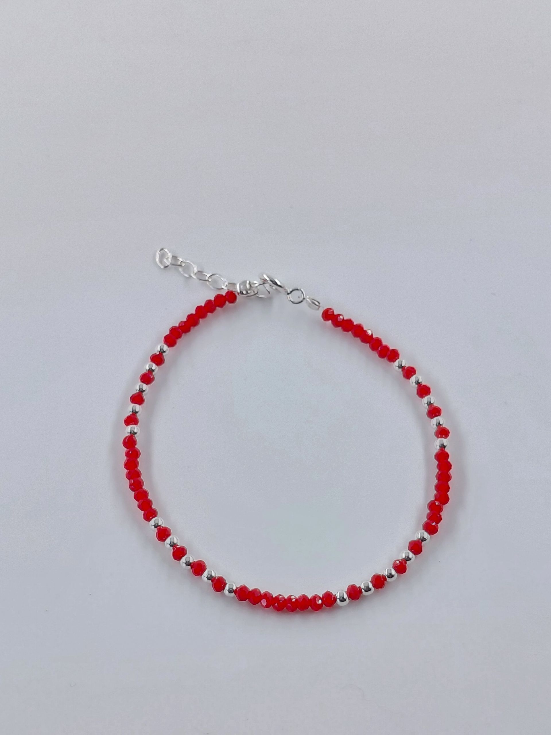 Pulsera Cristal de Murano Roja con Bolitas intercaladas x4 3mm de