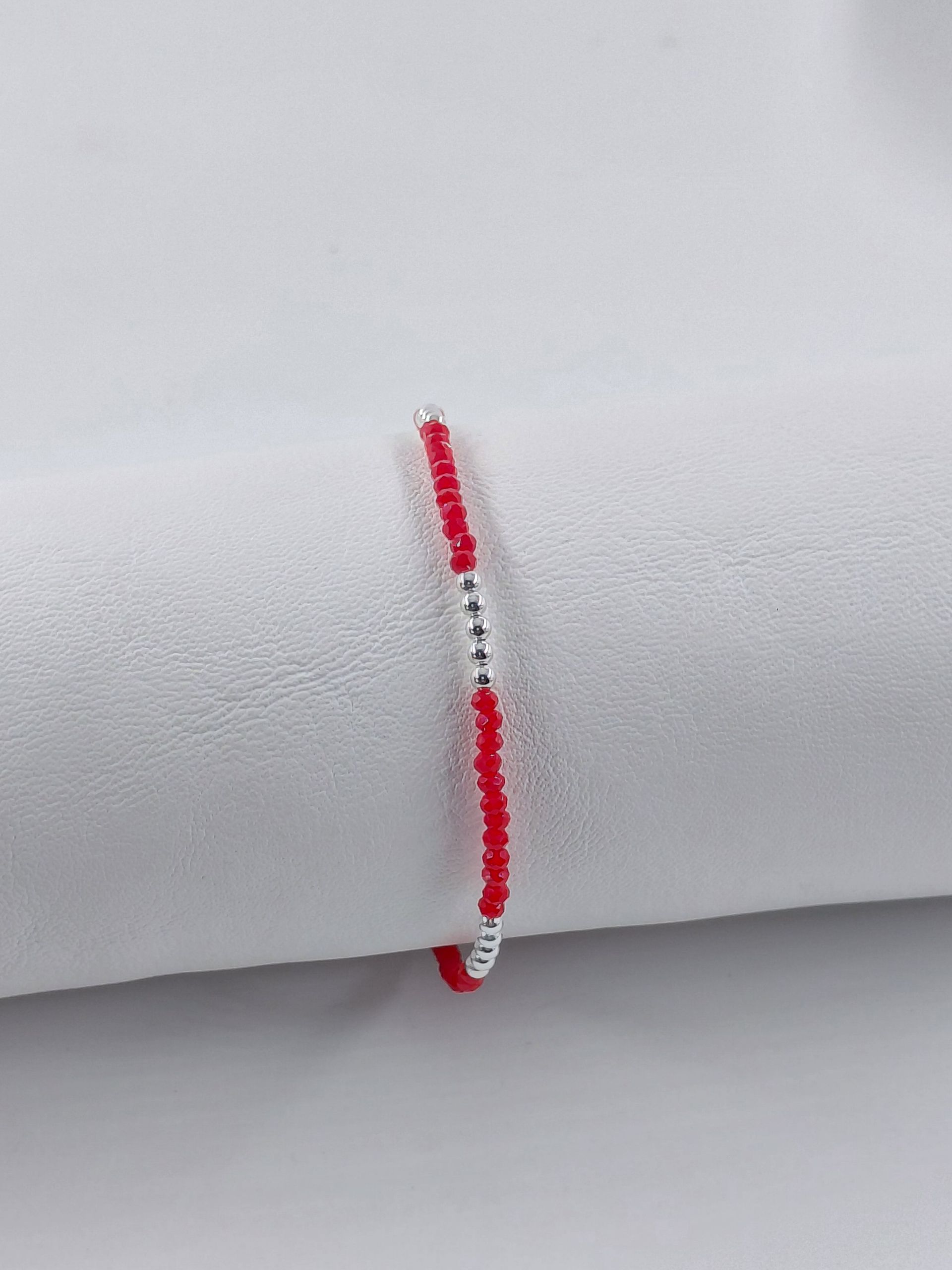 Pulsera Cristal de Murano Roja con Bolitas seguidas x4 3mm de