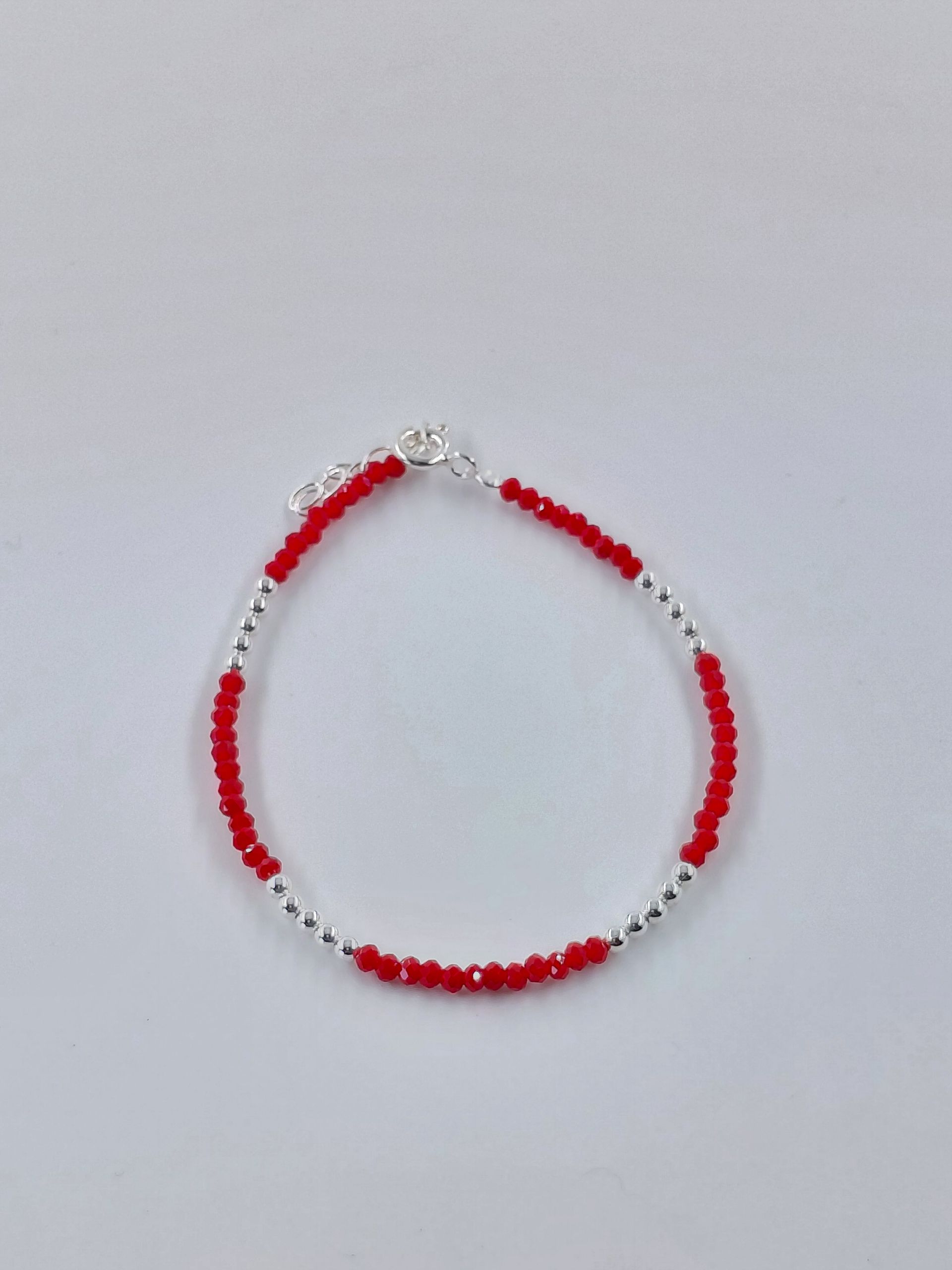 Pulsera Cristal de Murano Roja con Bolitas seguidas x4 3mm de