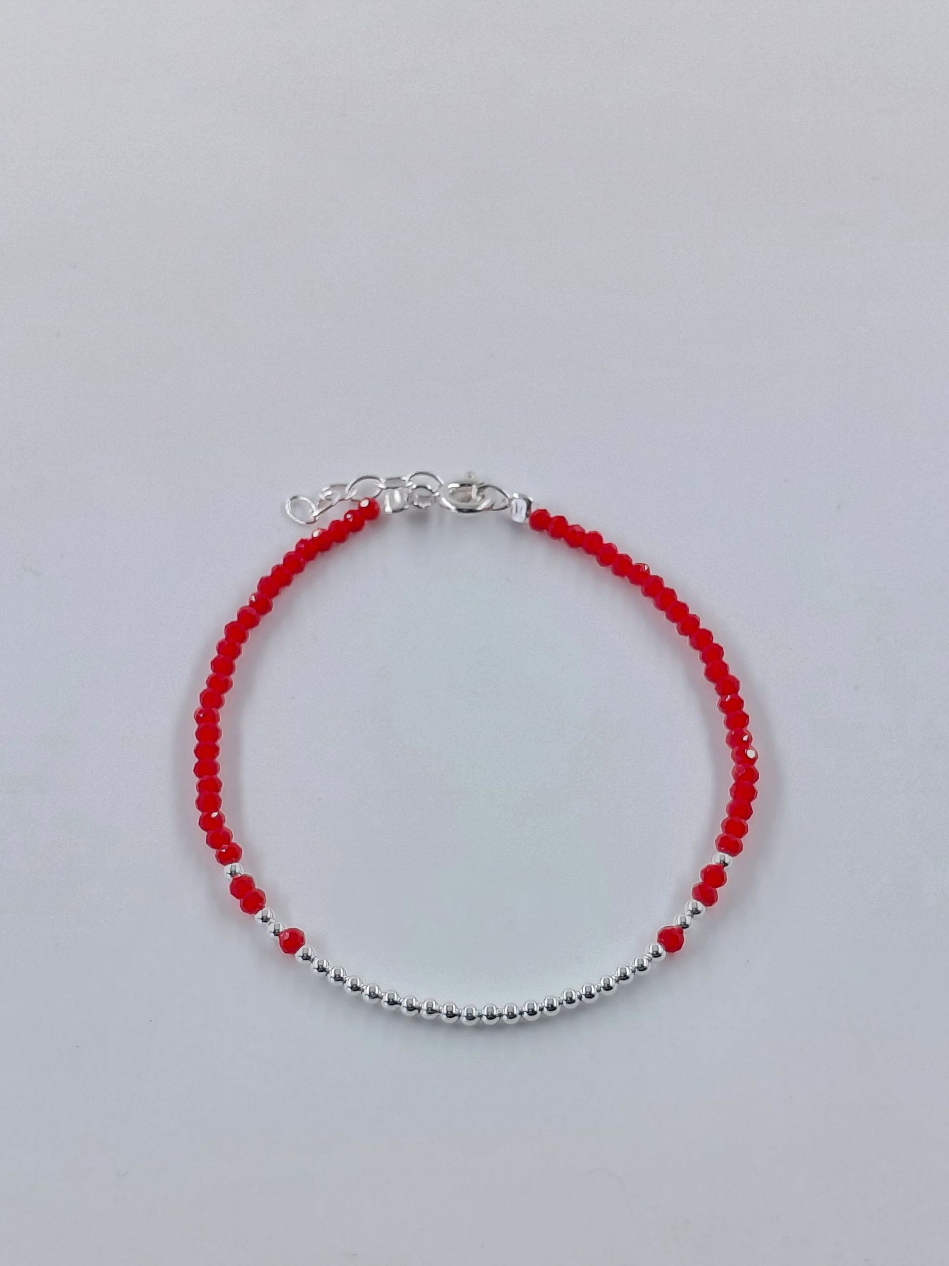Pulsera Cristal de Murano Roja con Bolitas en frente 3mm de
