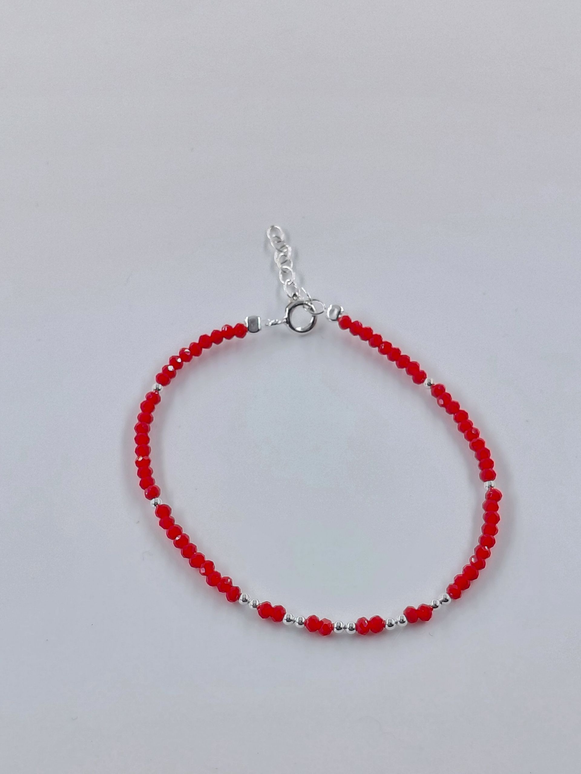 Pulsera Cristal de Murano Roja con Bolitas intercaladas x2 3mm de
