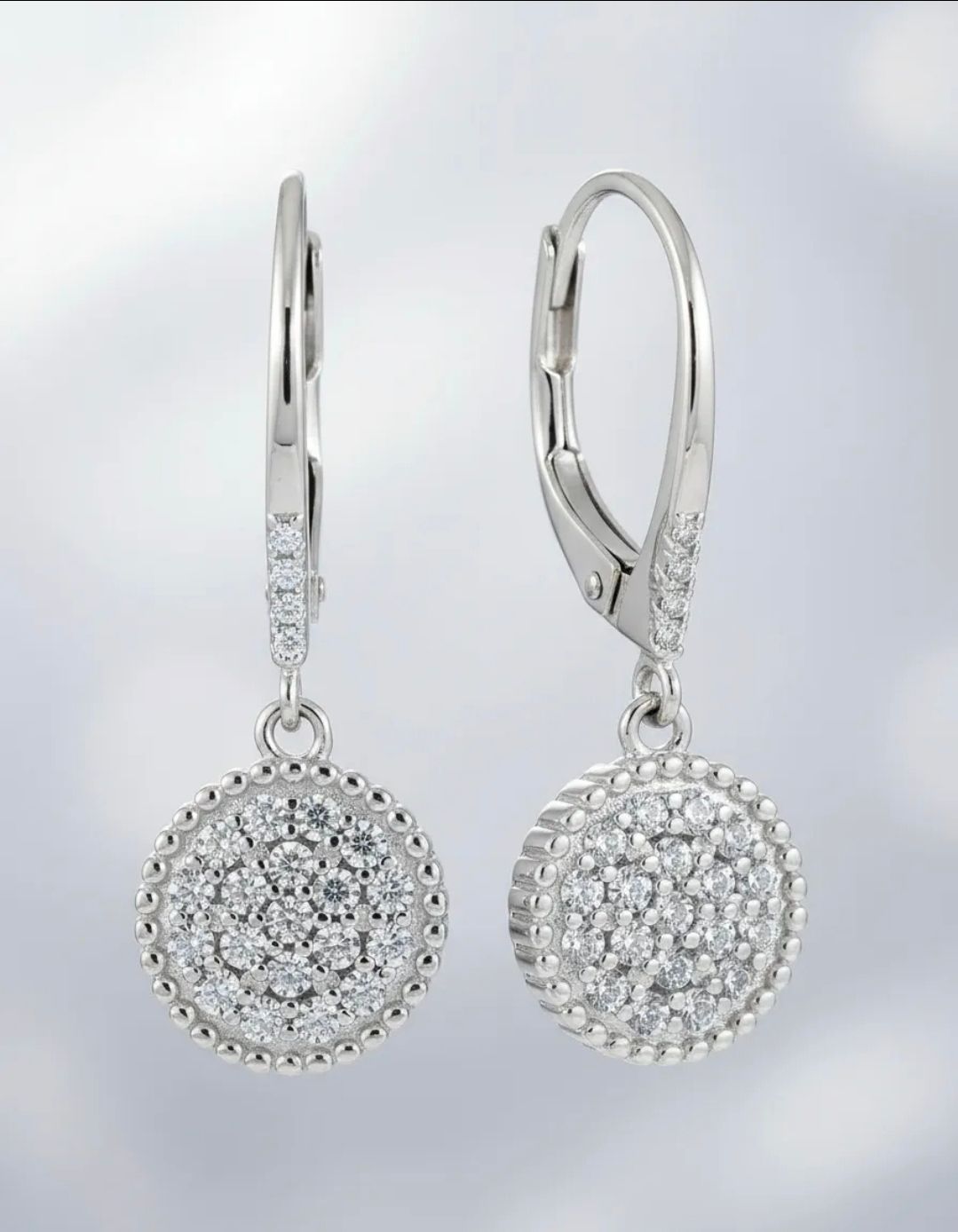 Aros Broche Brisura Circulo con Micro Pave Plata 925 Mujer