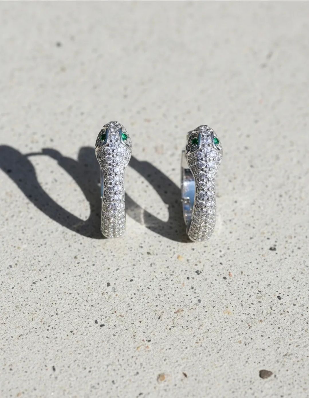 Aro Arito Cubano Huggies Serpiente Vibora Cubics Plata 925 Mujer