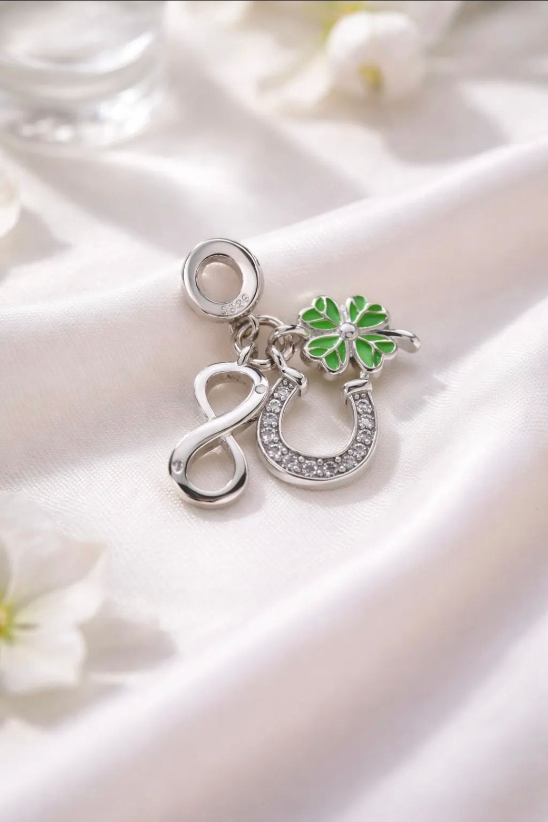 Dije Colgante Charms Trebol Herradura Suerte Cubics para Pulsera