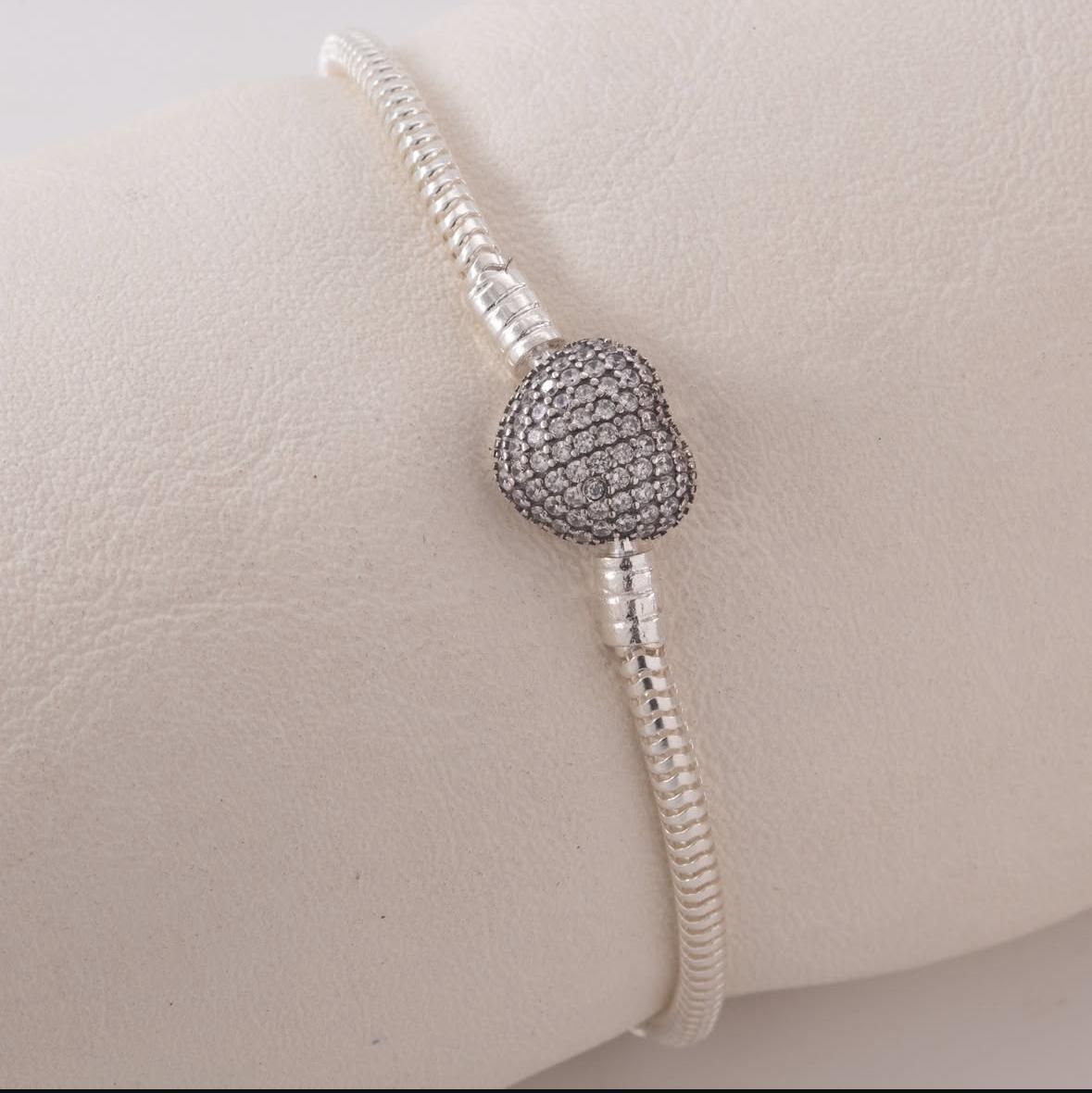 Pulsera Brazalete para Charms Broche Corazón con Cubics