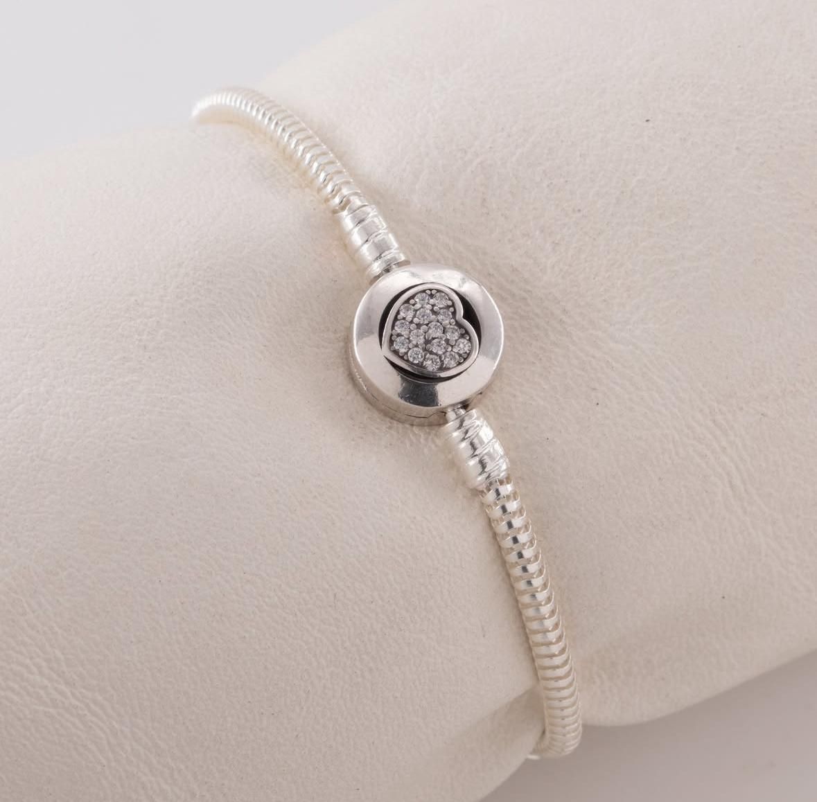 Pulsera Brazalete para Charms Corazón con Cubics