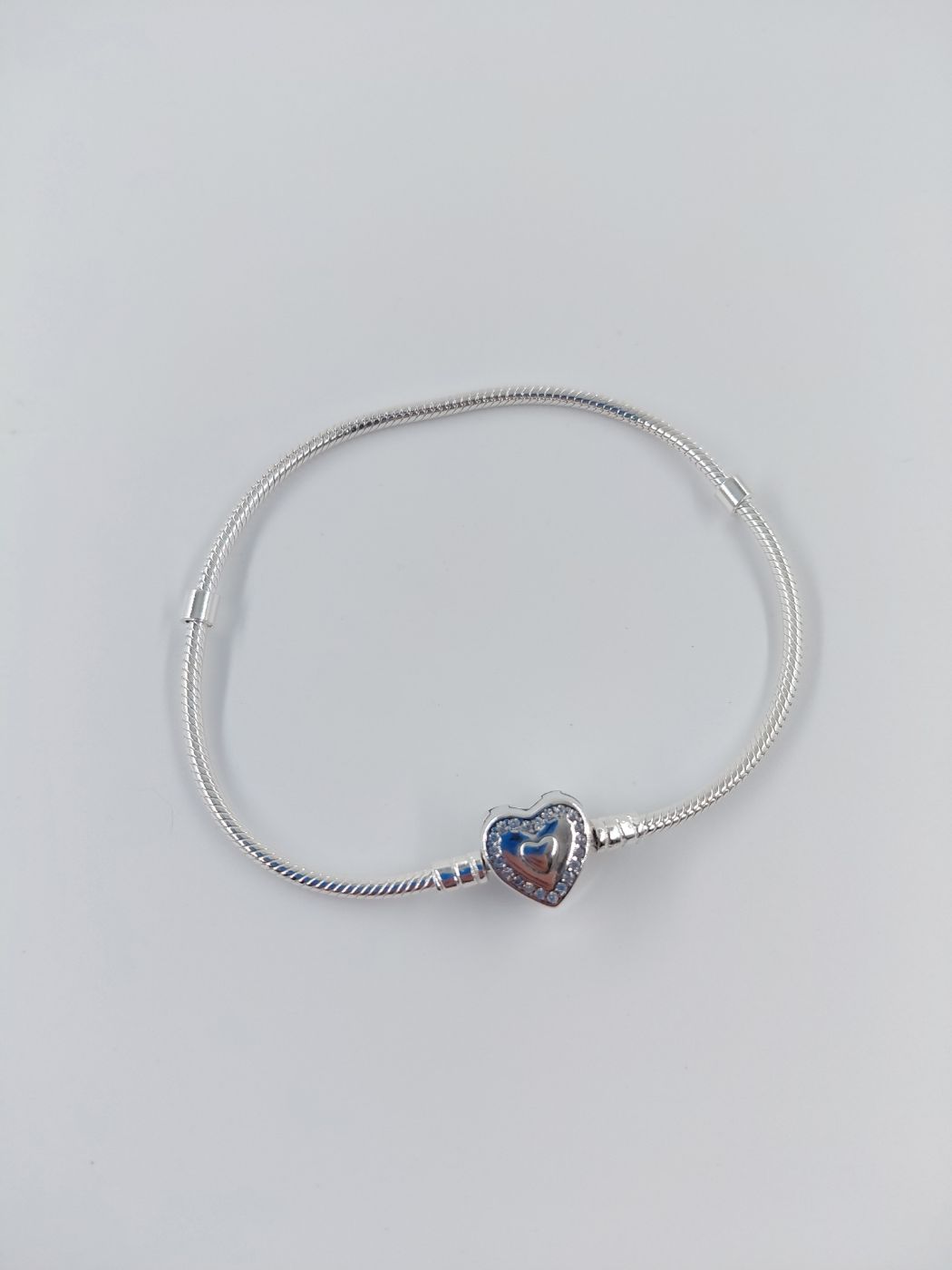 Pulsera Brazalete para Charms Corazón Liso y Micropave