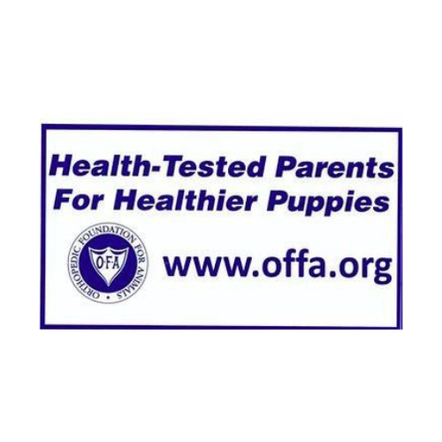 A sign that says health-tested parents for healthier puppies
