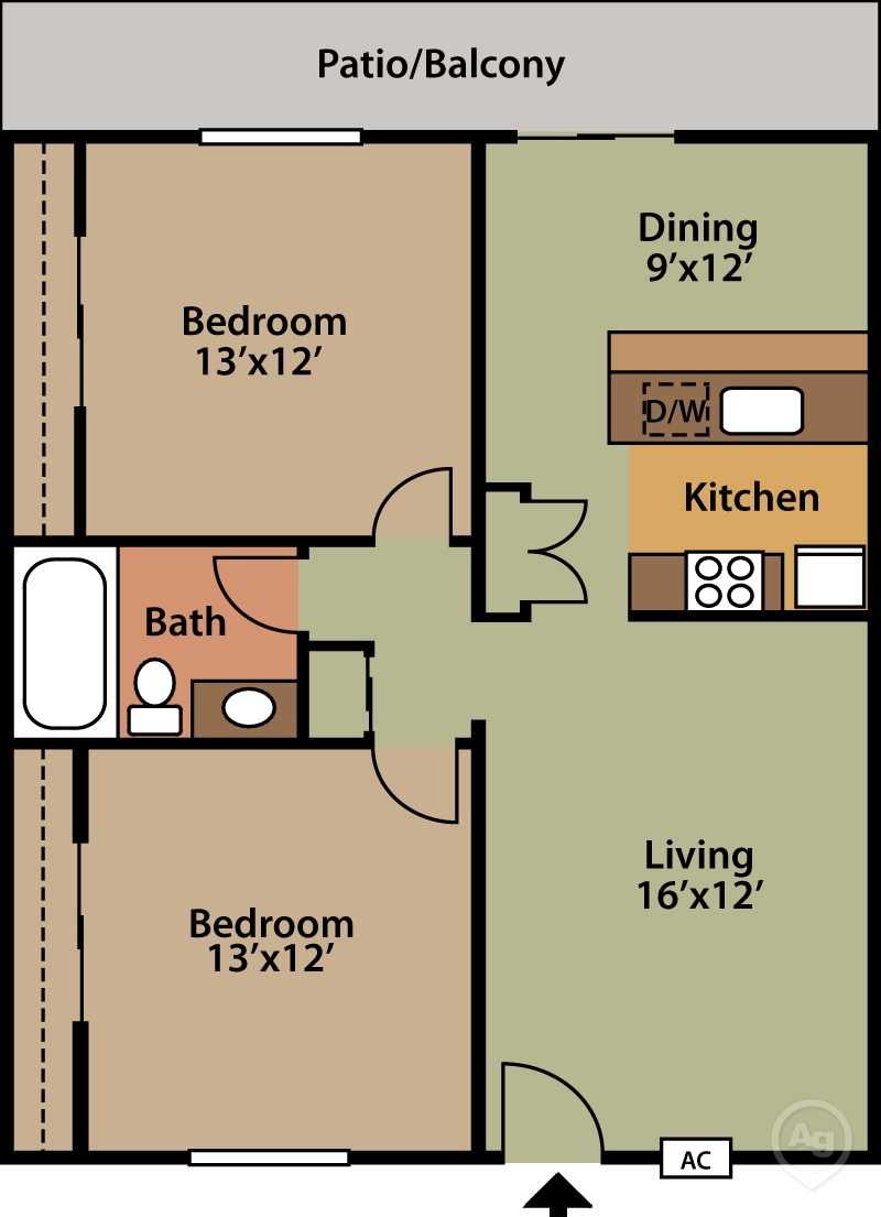 2 Beds | 1 Bath