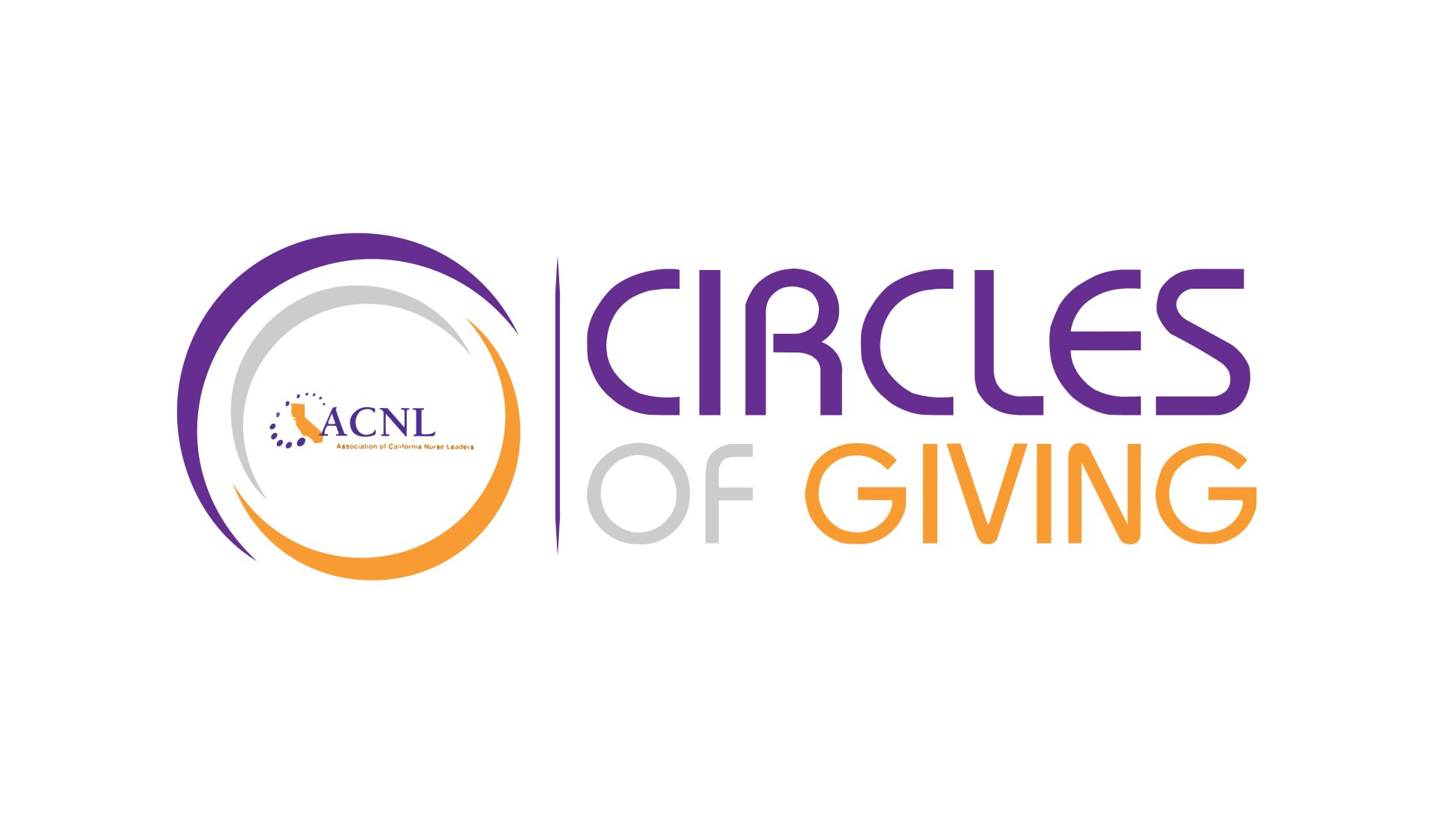 The logo for circles of giving is purple and orange.