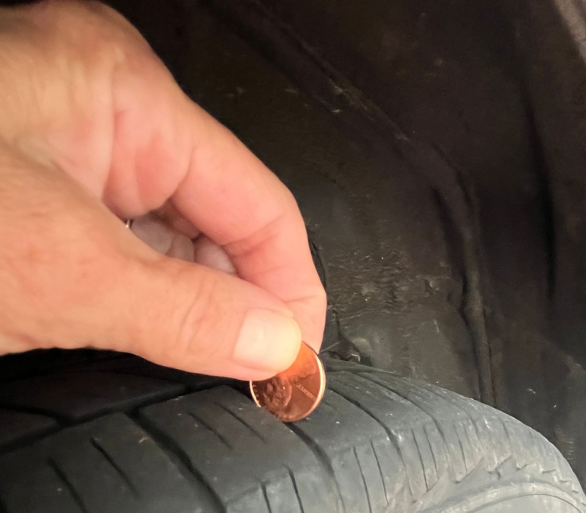 TestingTire Tread with the penny tip.
