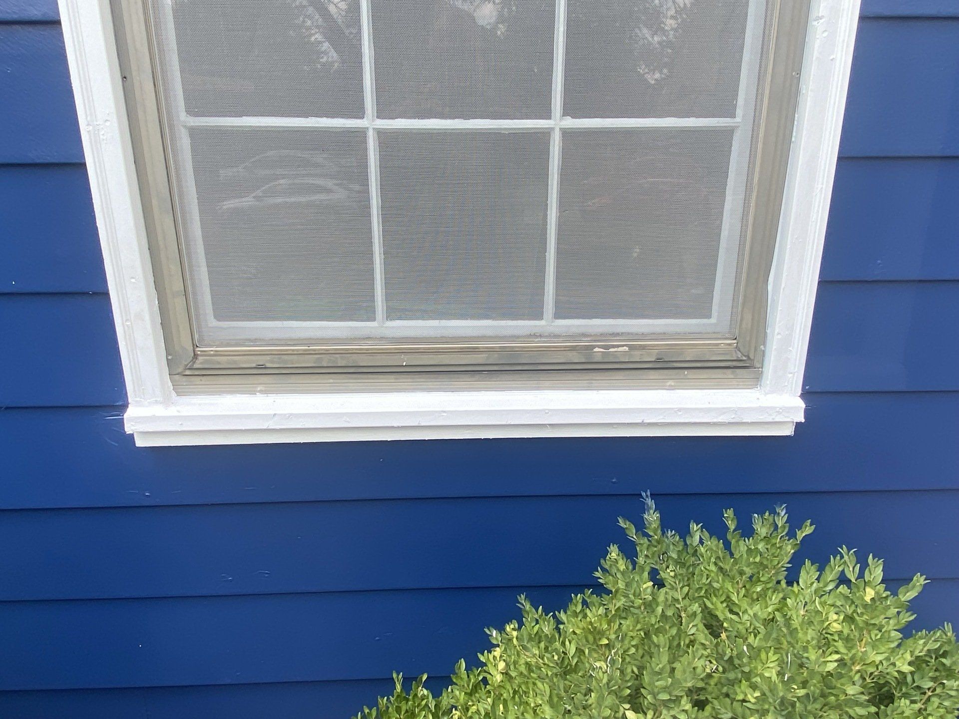Blue & White Window After Wood Rot Fixed