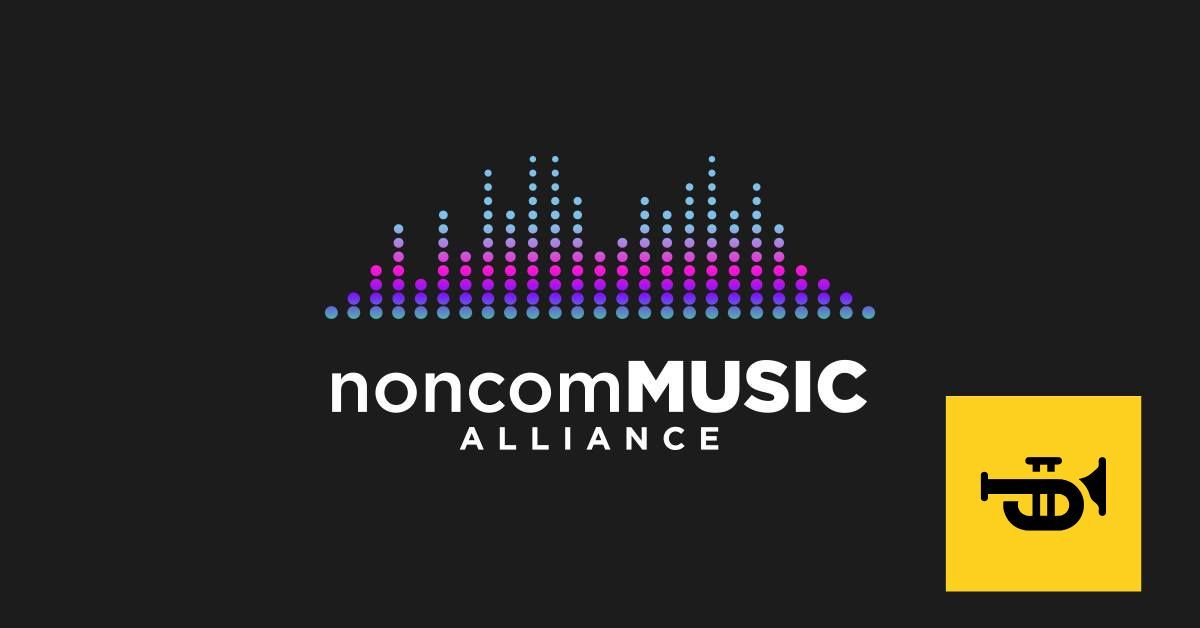 a logo for noncommusic alliance is shown on a black background
