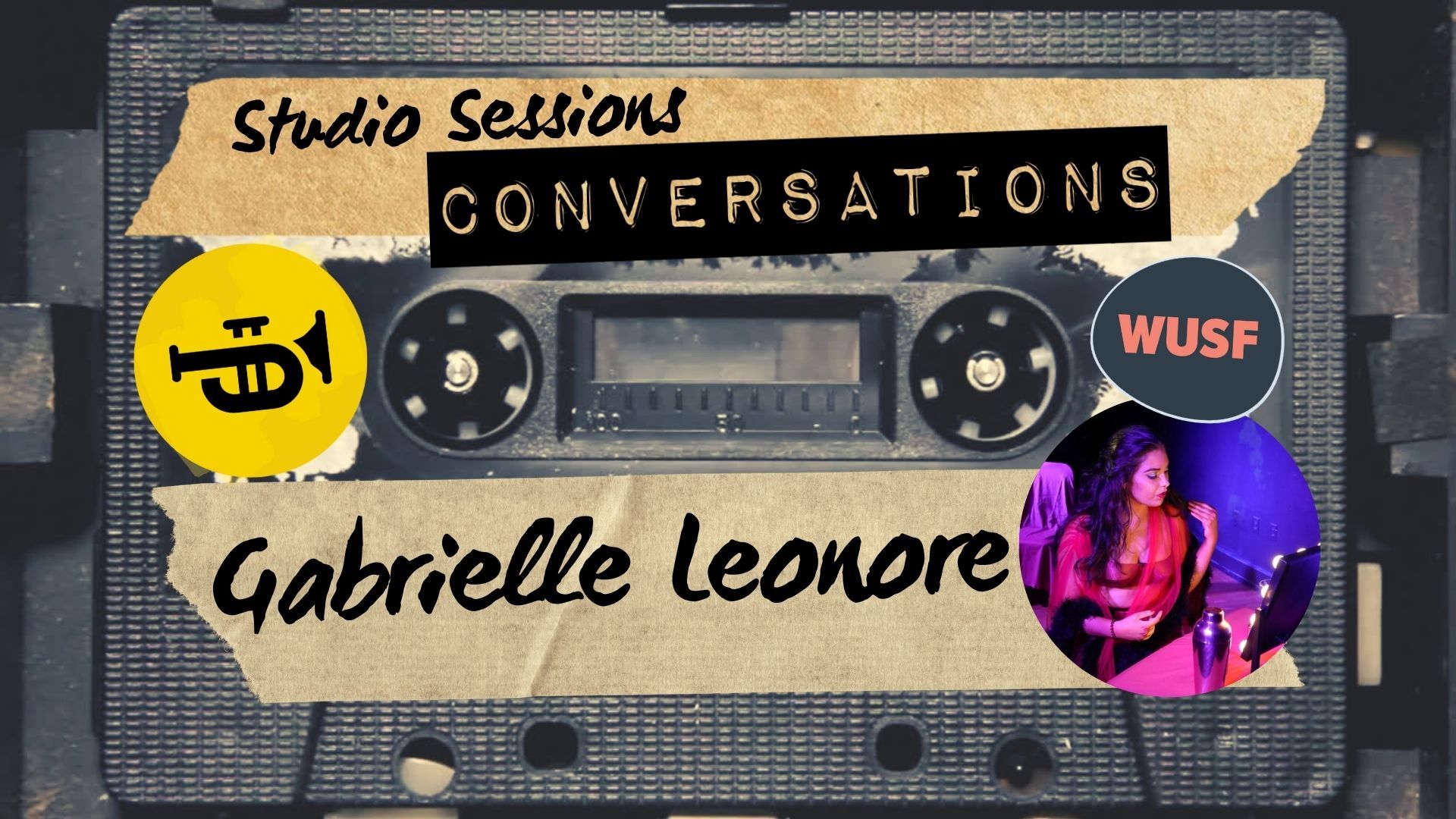 A cassette tape with the words studio sessions conversations on it