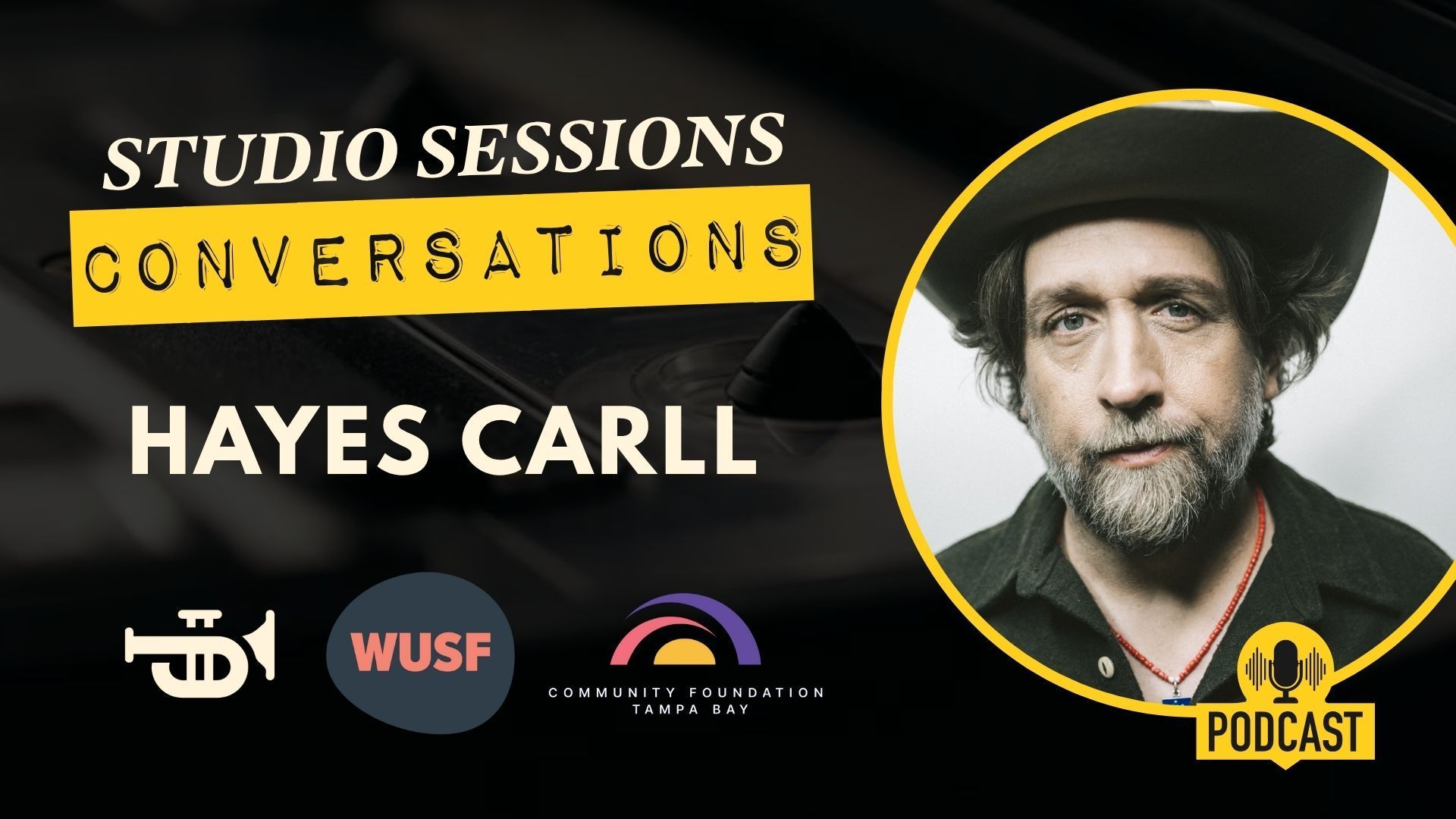 Podcast graphic: Hayes Carll portrait,