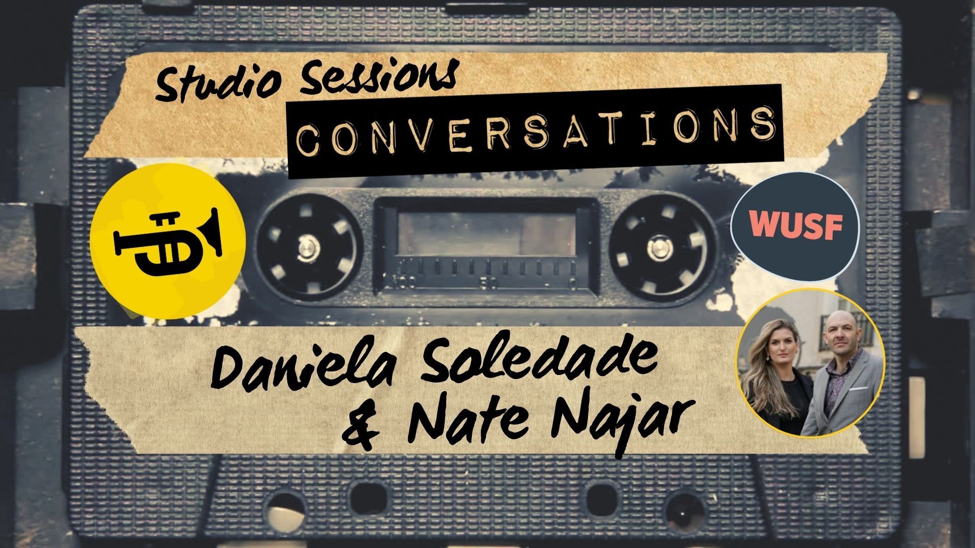 A cassette tape with the words studio sessions conversations on it
