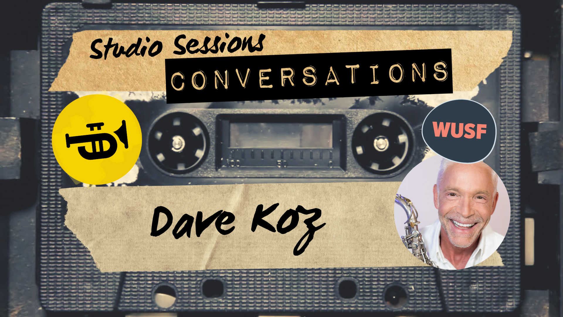 A cassette tape with the words studio sessions conversations on it