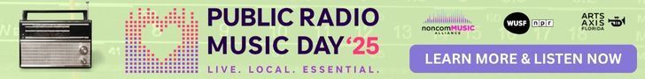 Public Radio Music Day '25 banner with radio, text, and
