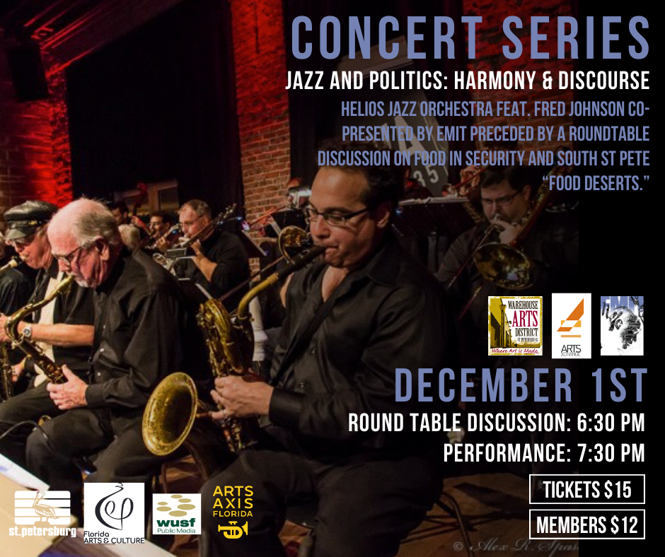 a poster for a concert series called jazz and politics