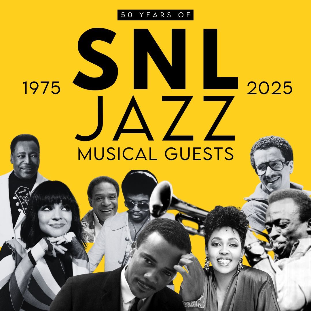 A poster for snl jazz musical guests in 1975 and 2025