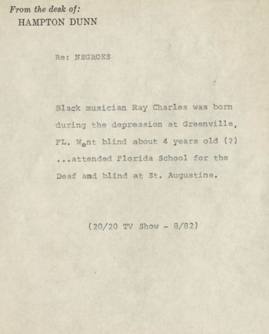 A letter from the desk of hampton dunn