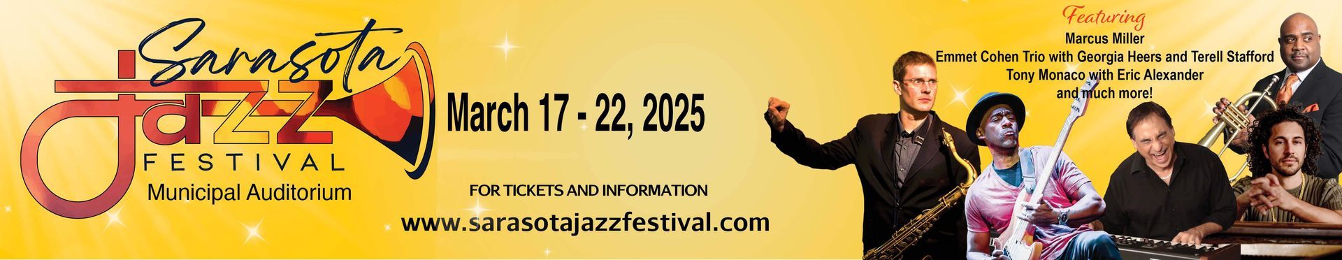 A poster for a jazz festival shows a group of people playing instruments