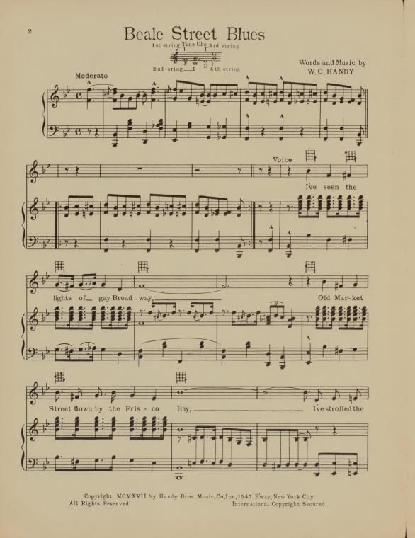 A sheet of music titled beale street blues