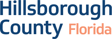 The logo for hillsborough county florida is blue and orange.