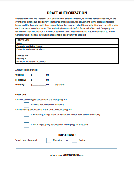 A draft authorization form is shown on a white background