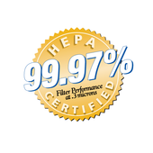 A seal that says hepa filter performance at 3 microns